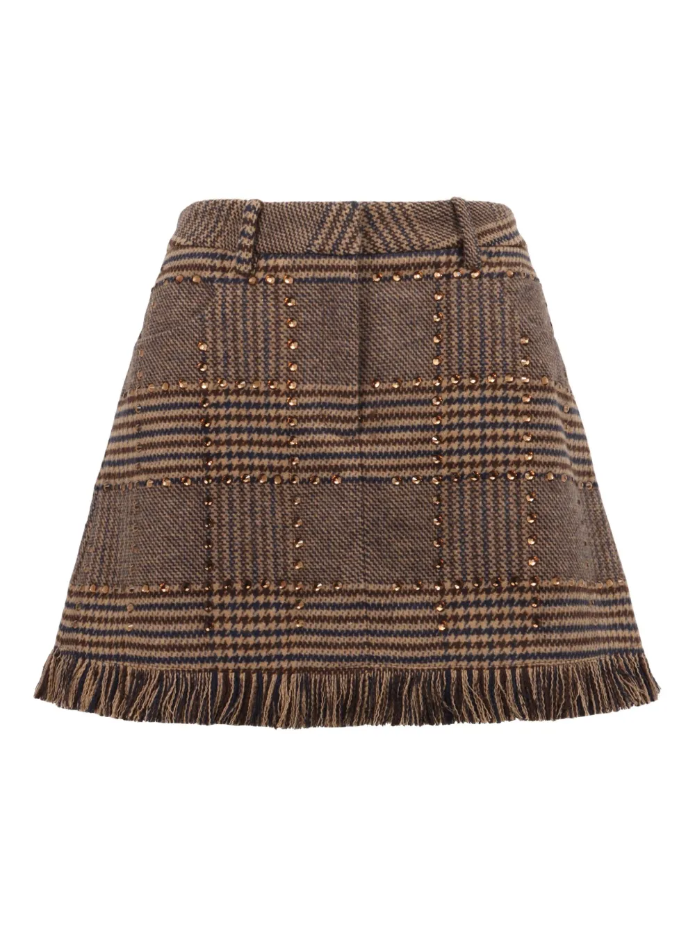 Giuseppe Di Morabito fringed check mini skirt | Brown | Image 1