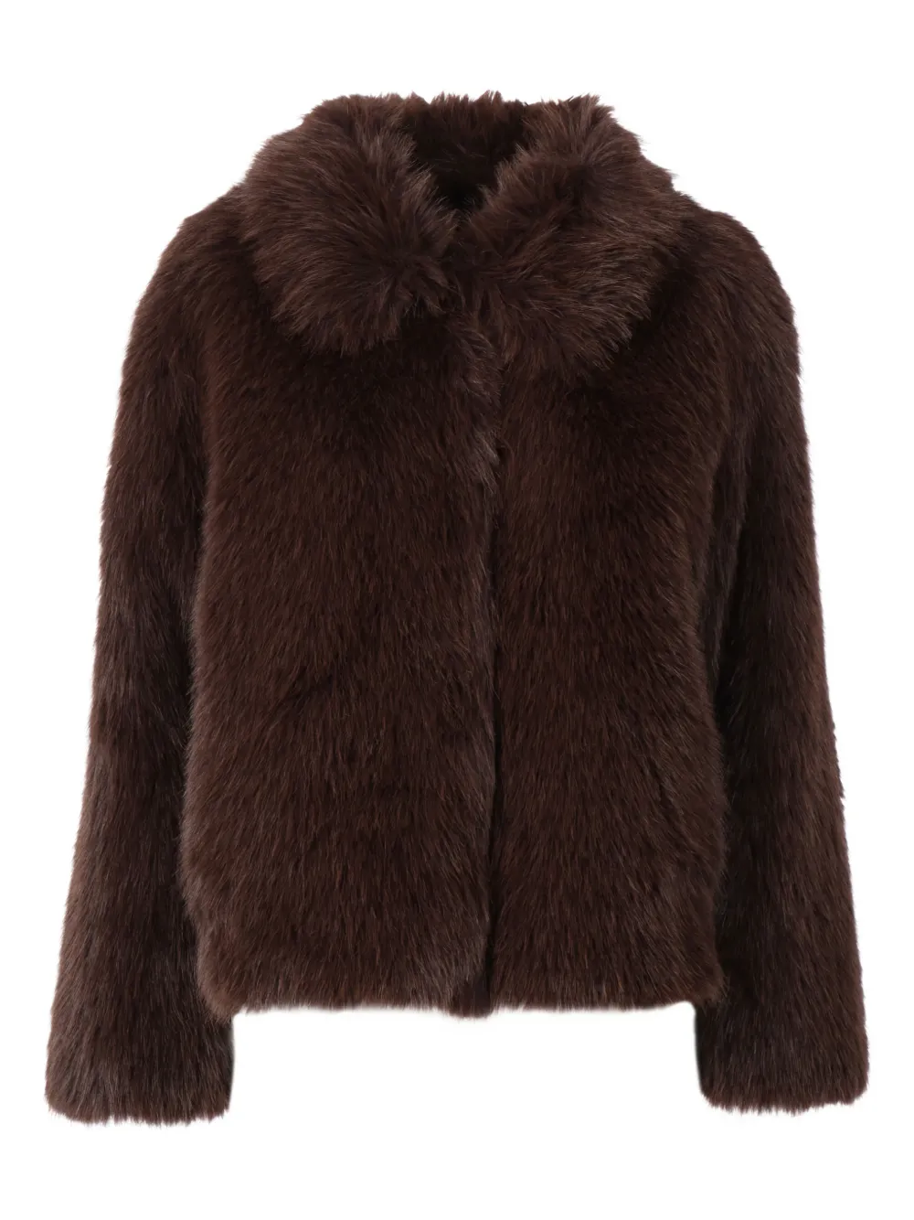 Weekend Max Mara Faux-fur Collared Jacket In Brown