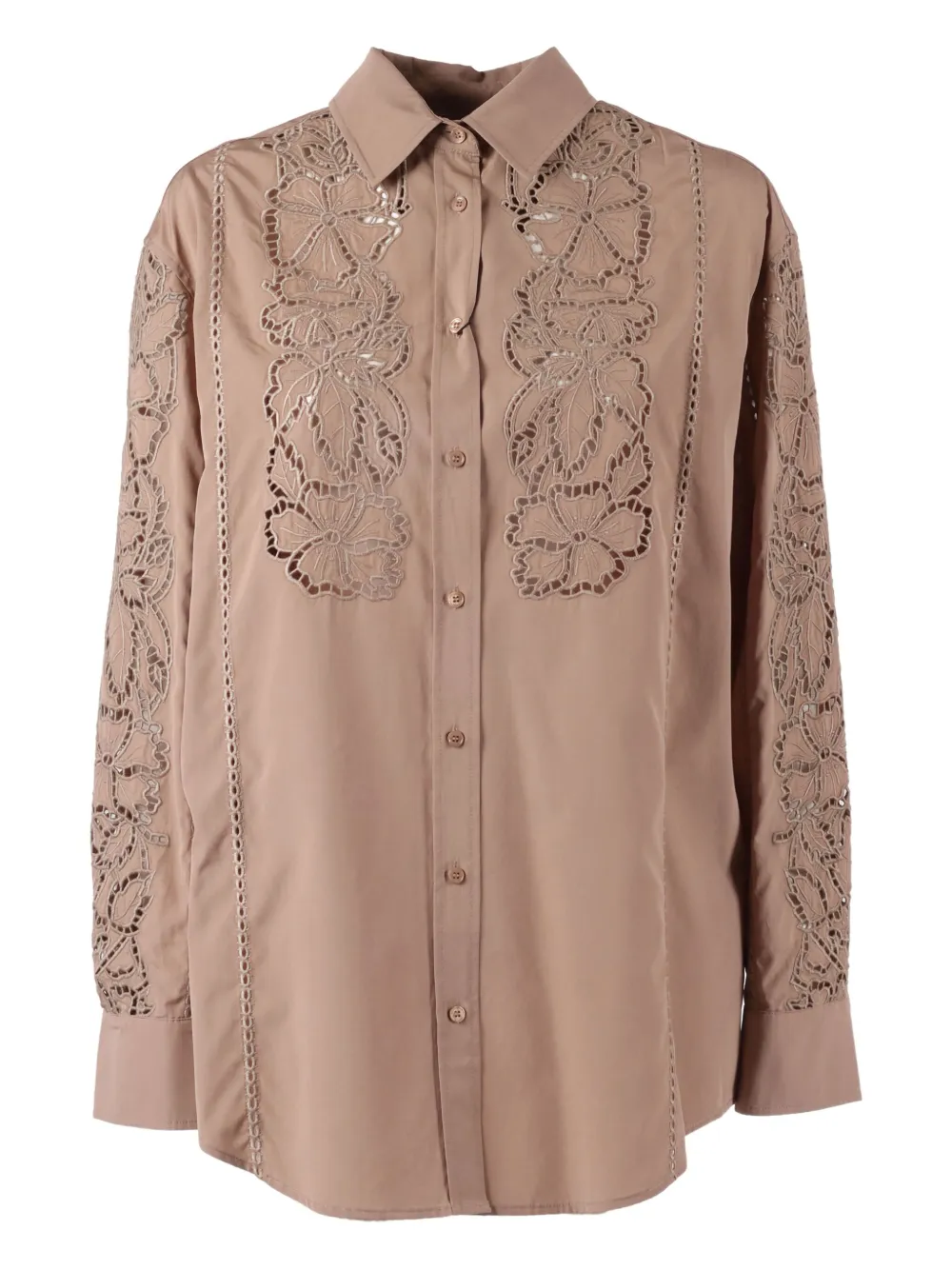 Weekend Max Mara Elmi Floral-paterned Shirt In Brown