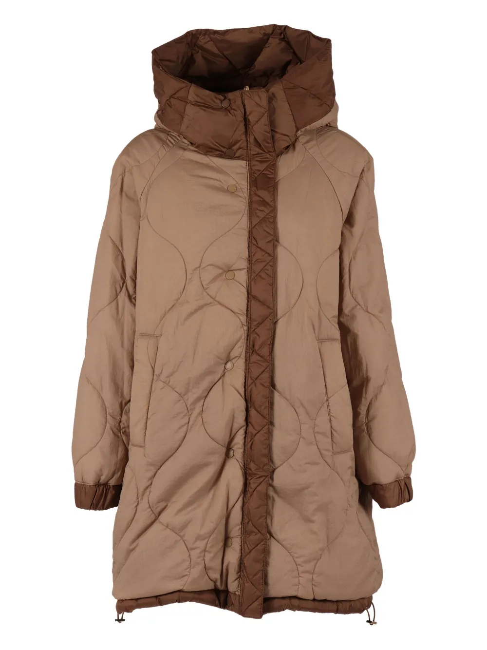 Weekend Max Mara Hooded Quilted Coat In Brown