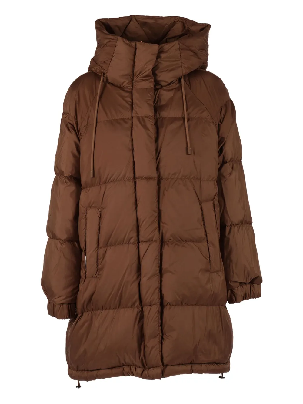 Weekend Max Mara Hooded Quilted Coat In Brown