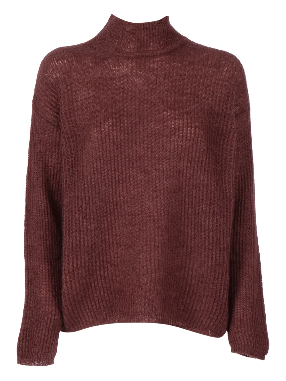 Max Mara Ribbed Roll-neck Top In Brown