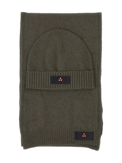 Peuterey logo-patch beanie scarf set