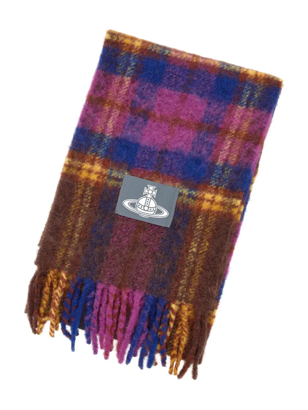 Vivienne Westwood Sjaal met tartan ruit en logo - Blauw