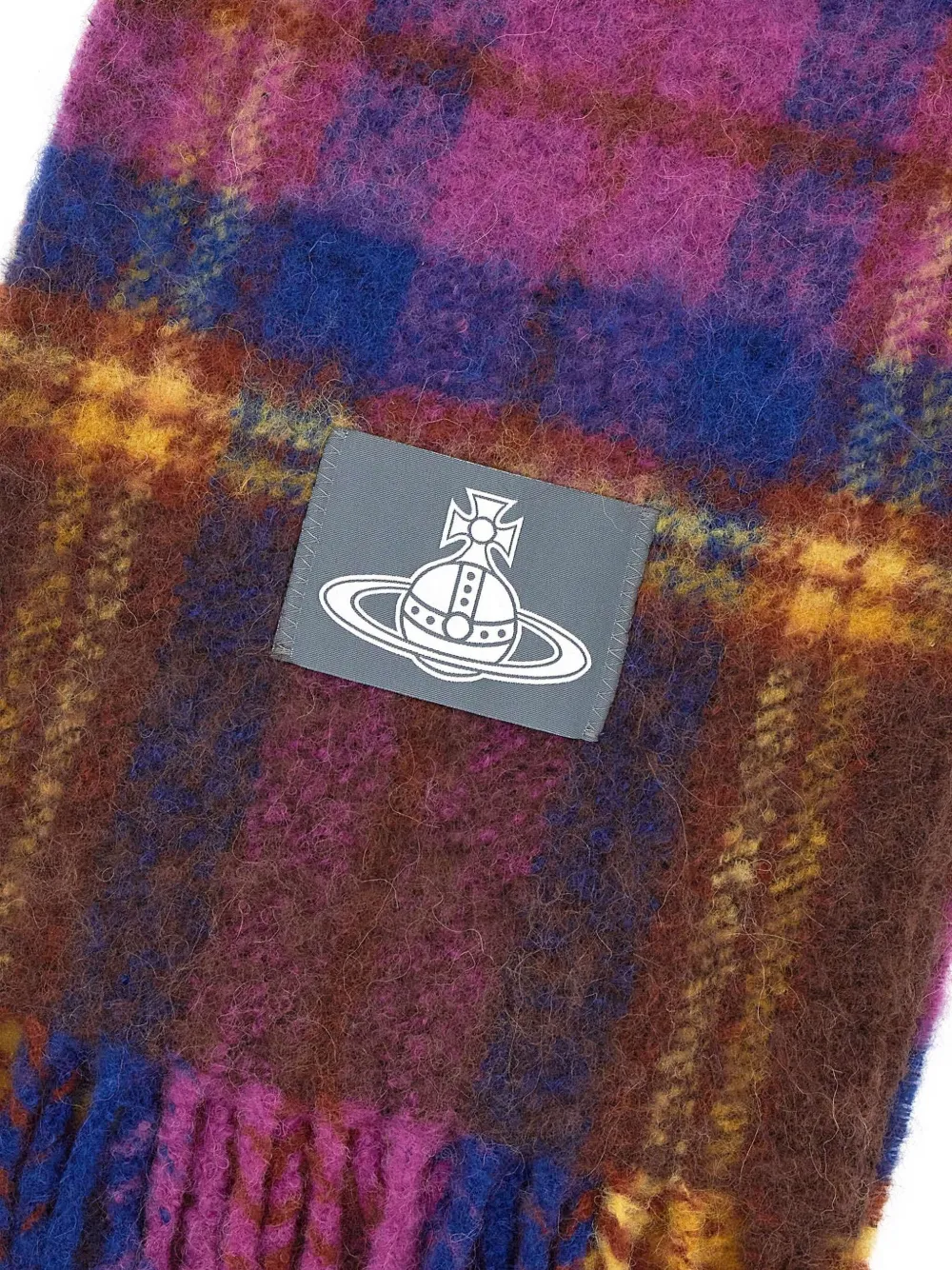 Vivienne Westwood Sjaal met tartan ruit en logo Blauw