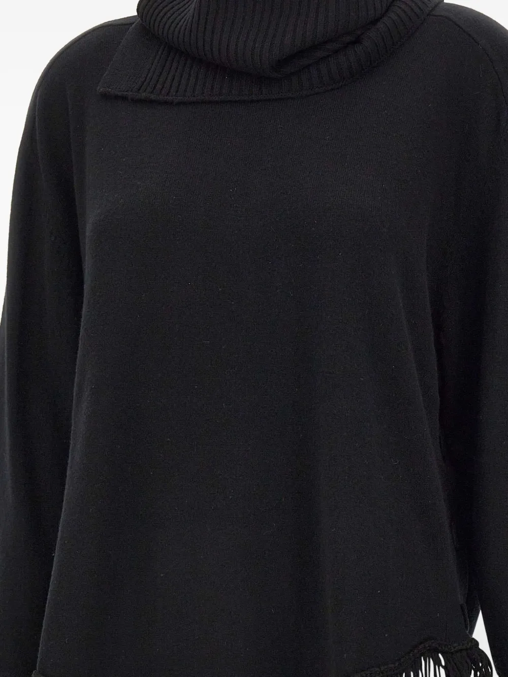 Elena Miro' Fringe Roll-neck Sweater In Black