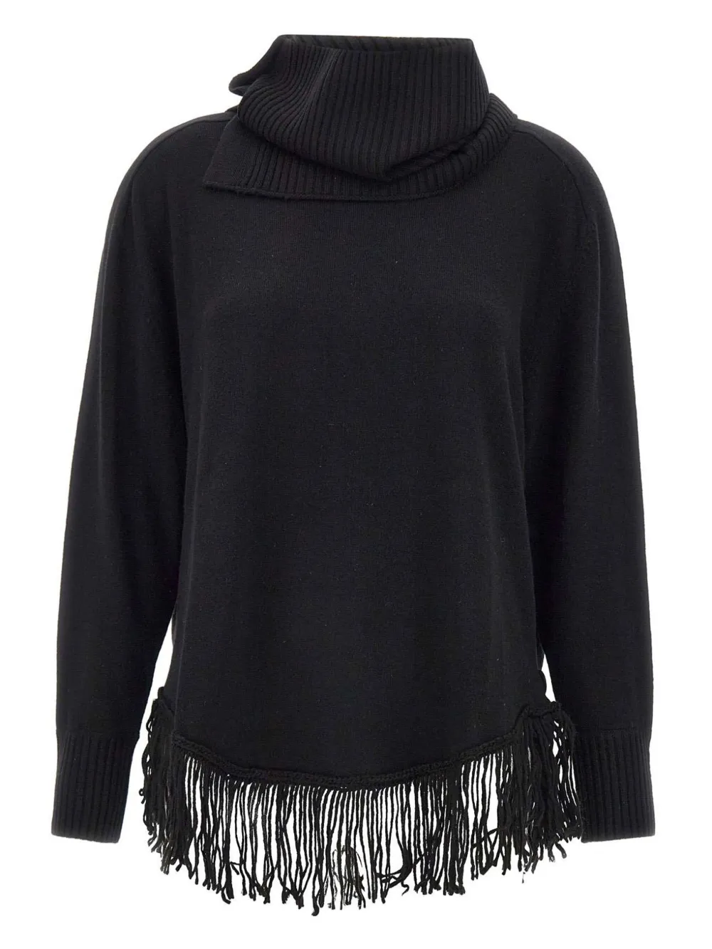 ELENA MIRO` fringe roll-neck sweater | Black | Image 1