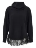 ELENA MIRO` fringe roll-neck sweater - Black