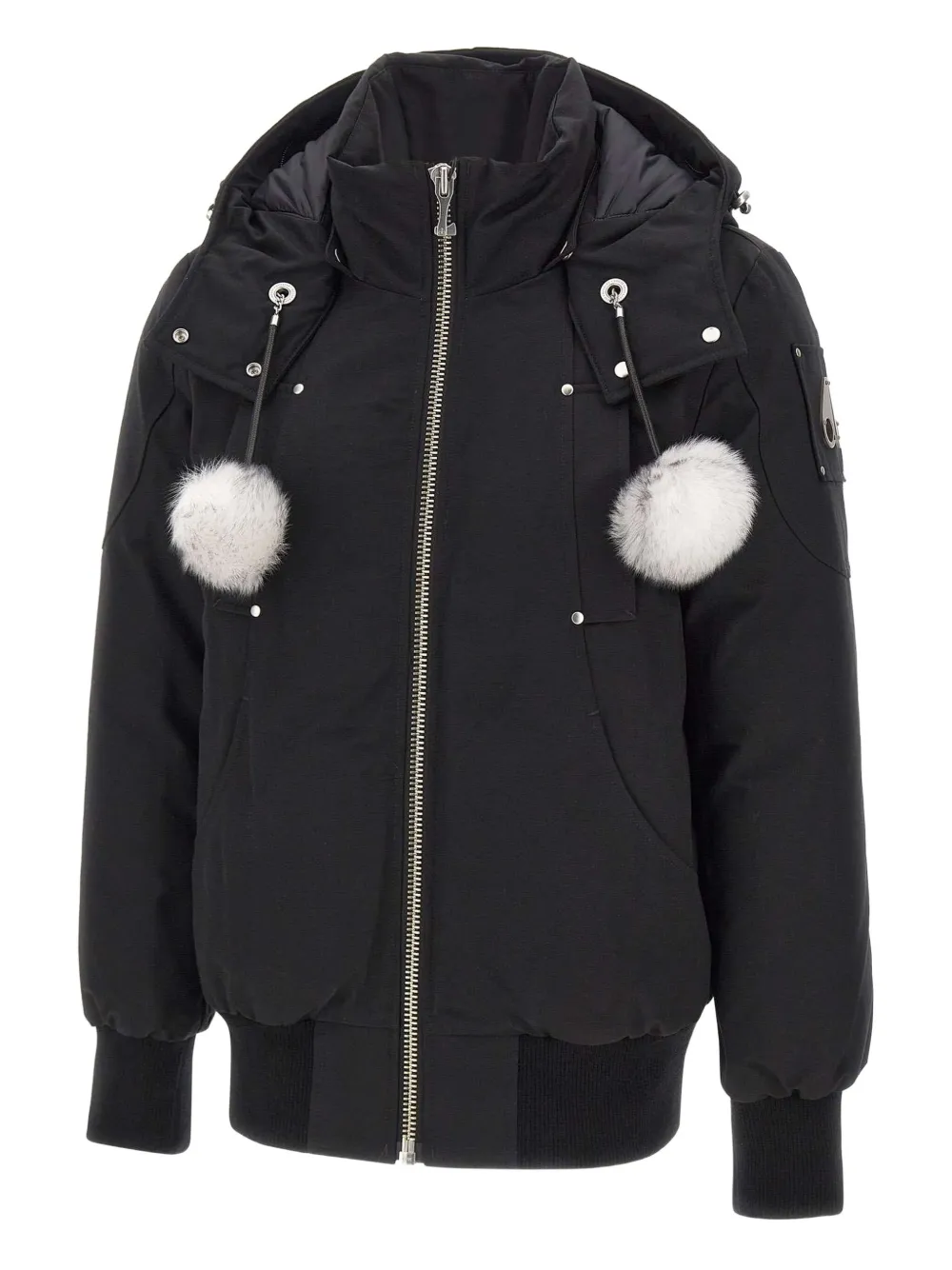 Moose Knuckles Debbie Detachable-hood Bomber Jacket In Black
