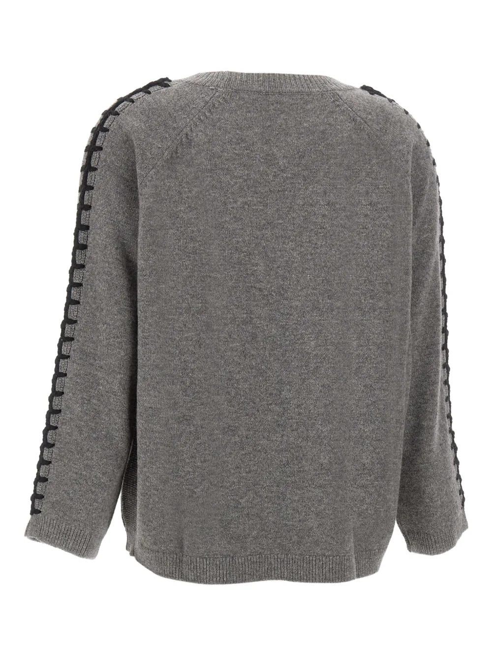  Elena Miro` Embroidered Boat Neck Cardigan - Grey 