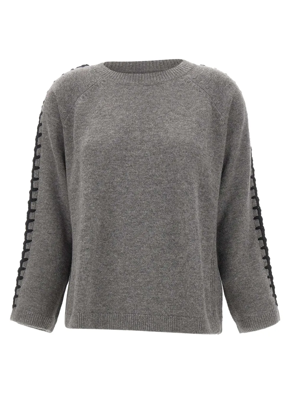 ELENA MIRO` embroidered boat neck cardigan | Grey | Image 1