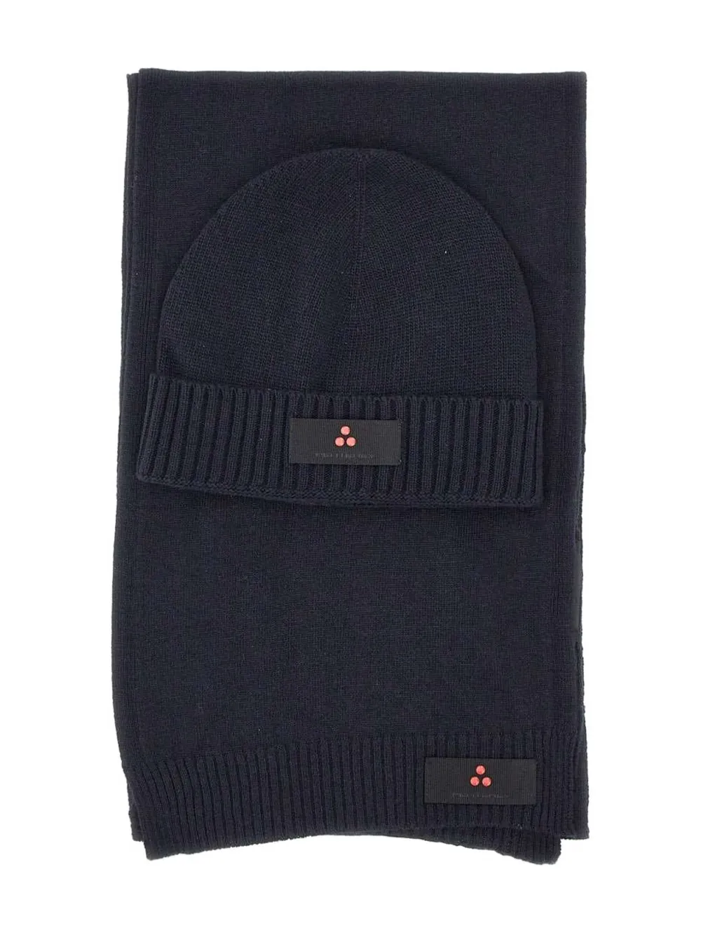 Peuterey Logo-patch Beanie Scarf Set In Black