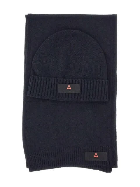 Peuterey logo-patch beanie scarf set