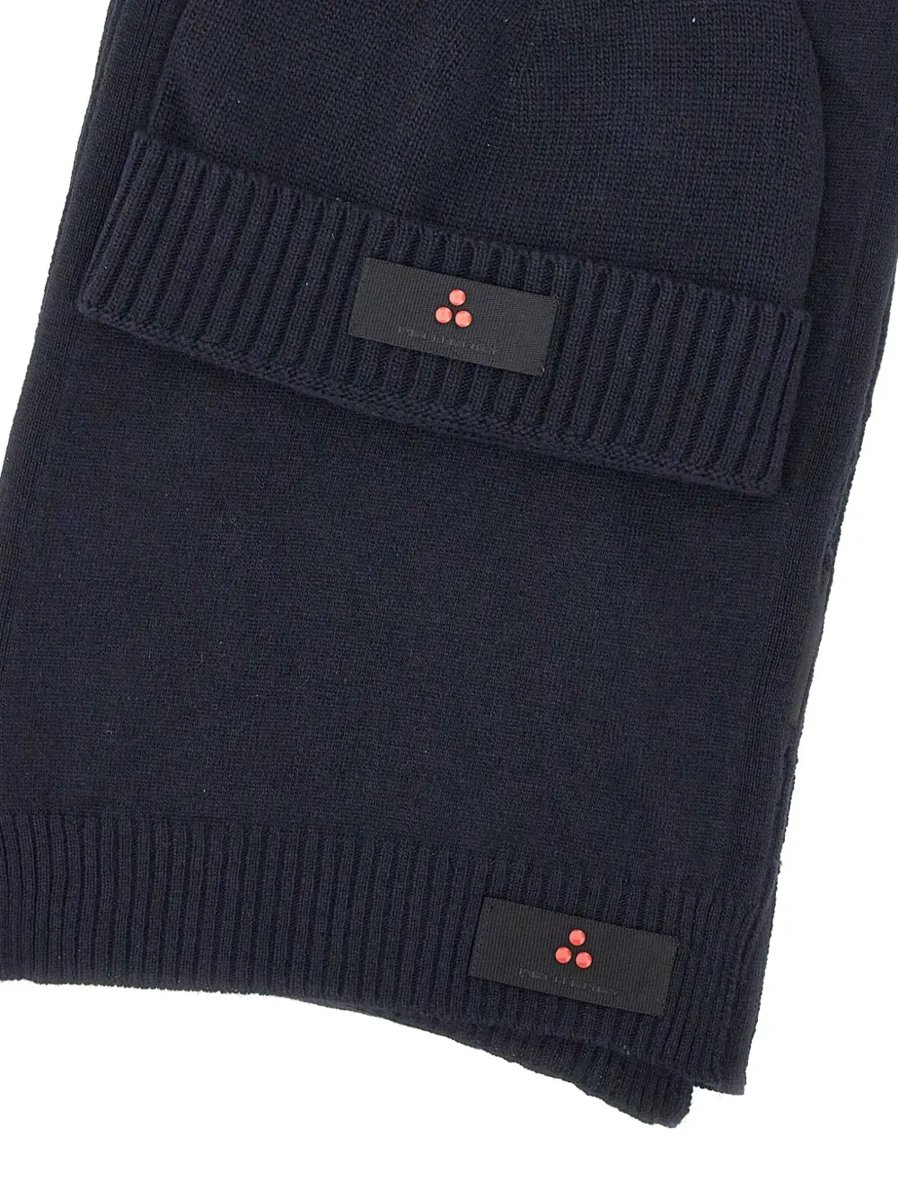 Peuterey Logo-patch Beanie Scarf Set In Black