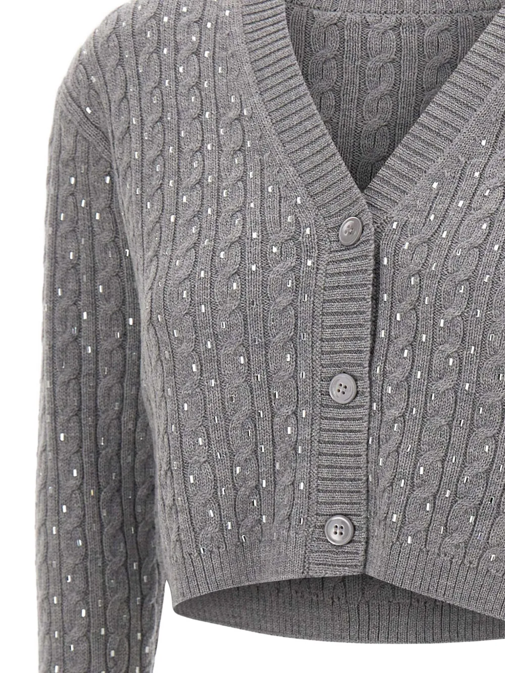 Max Mara Tamigi Cable-knit Cardigan In Gray