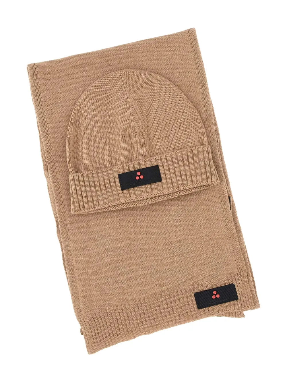 Peuterey Geribbelde sjaal met logo - Beige