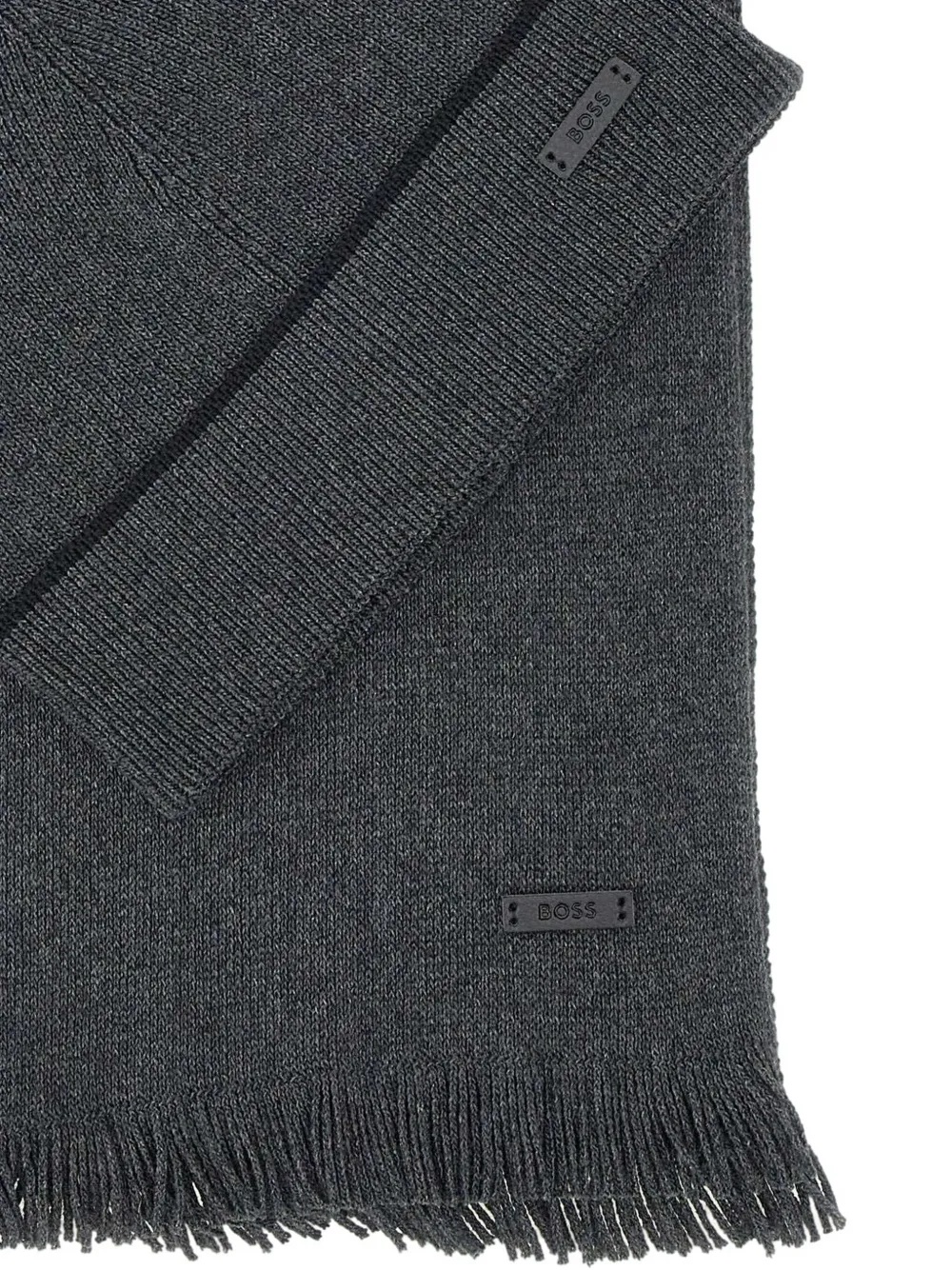 Hugo Boss Stripe-detail Hat Set In Gray