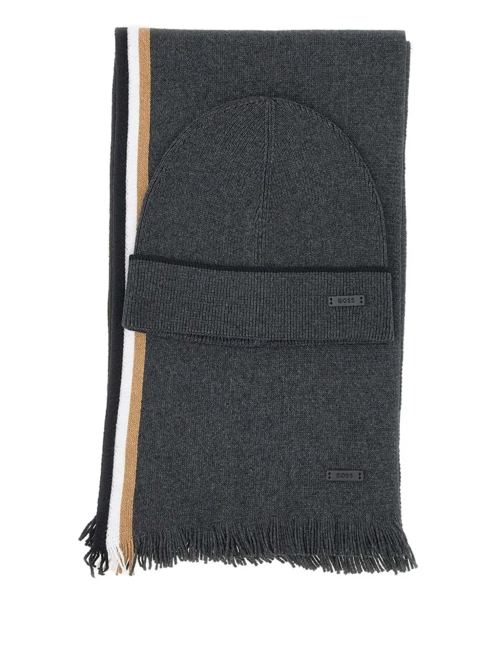 BOSS stripe-detail hat set - グレー BOSS stripe-detail hat set - グレー