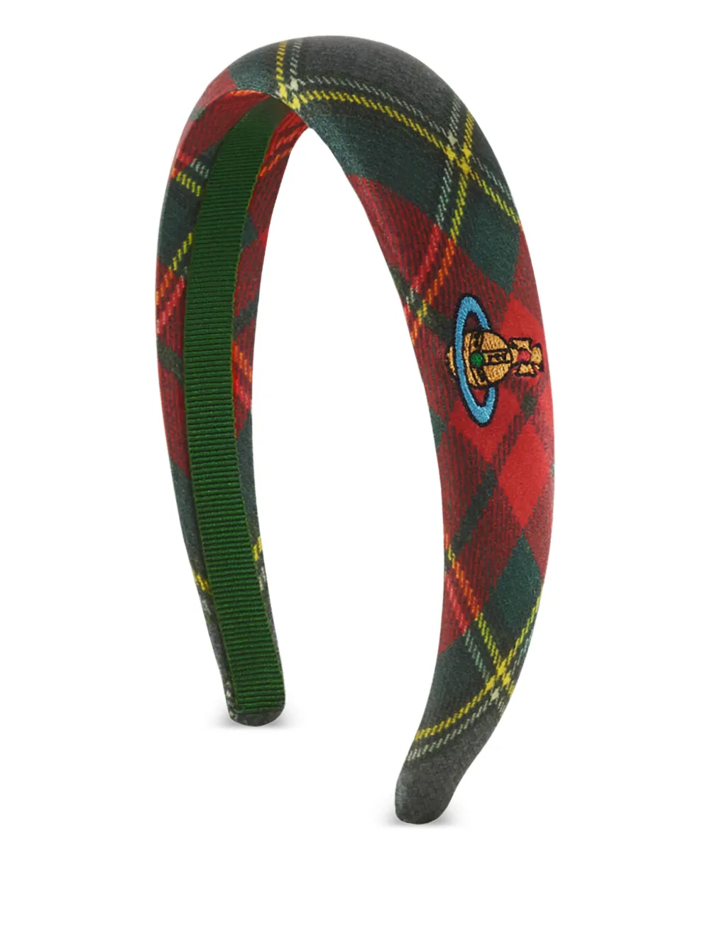 Vivienne Westwood tartan embroidered headband - Verde