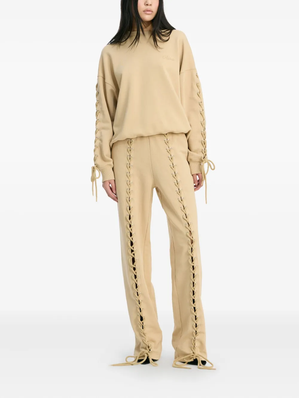 Rotate Birger Christensen Lace-up Track Pants In Neutral