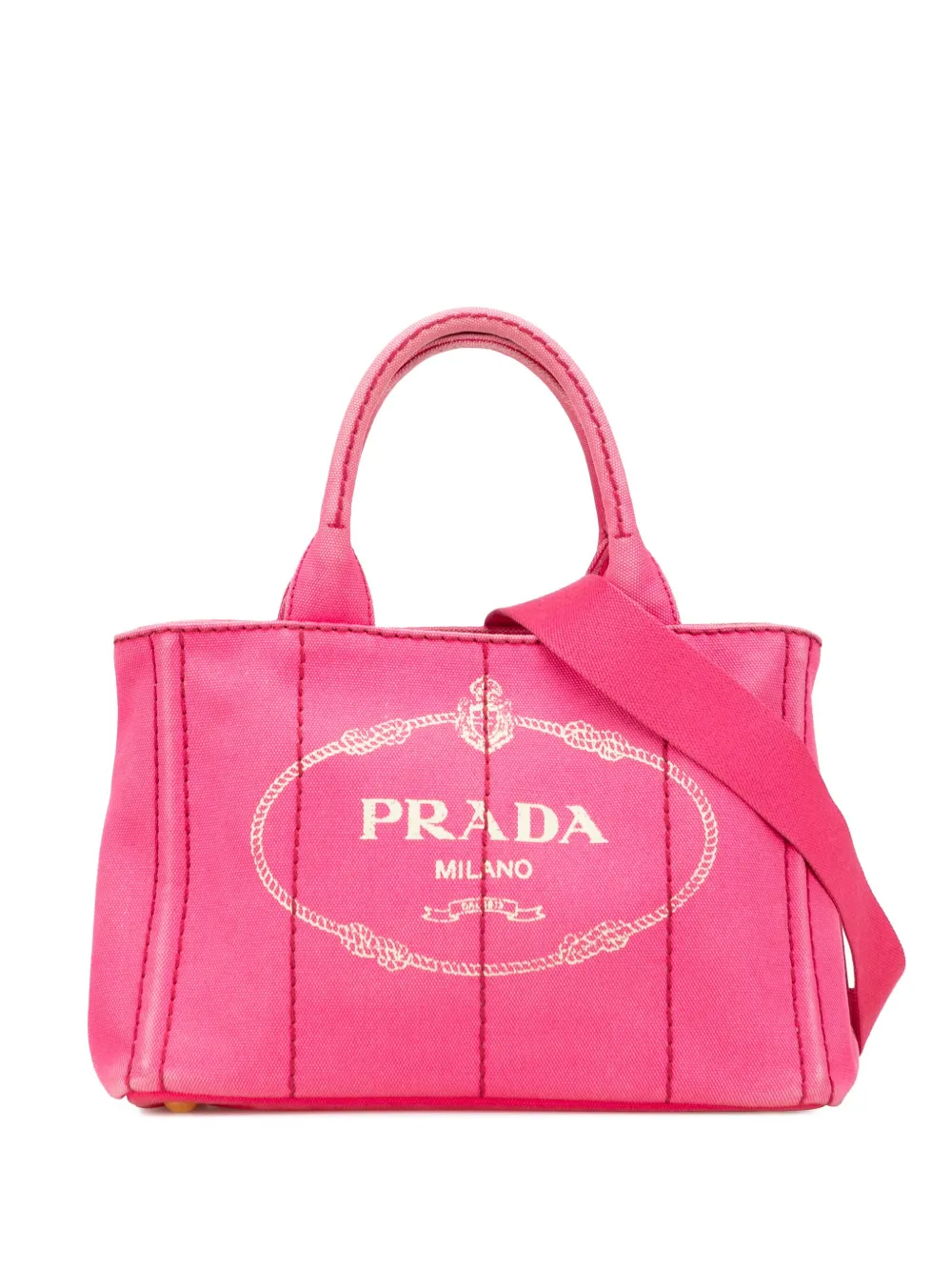 Prada Pre-Owned 2013-2025 Small Canvas Canapa Logo satchel - ピンク Prada Pre-Owned 2013-2025 Small Canvas Canapa Logo satchel - ピンク
