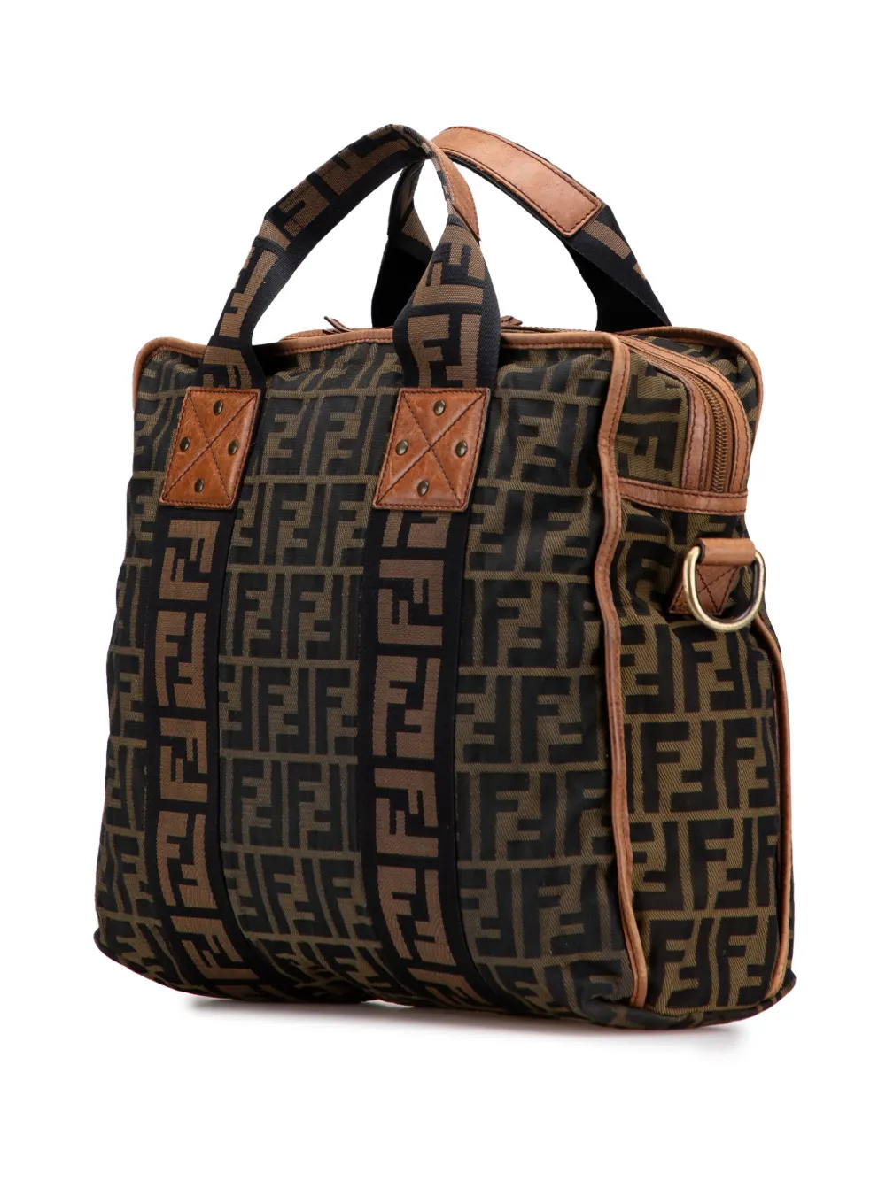 Pre-owned Fendi 2000-2010 Zucca Canvas Ff Satchel In Brown