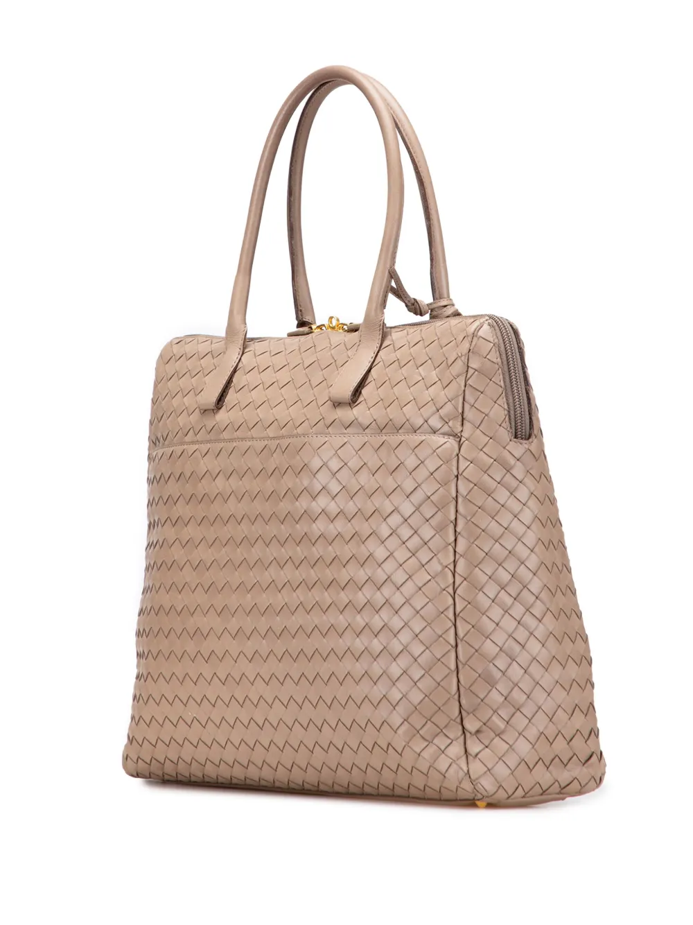 Pre-owned Bottega Veneta 20th Century Nappa Intrecciato Top Handle Satchel In Brown