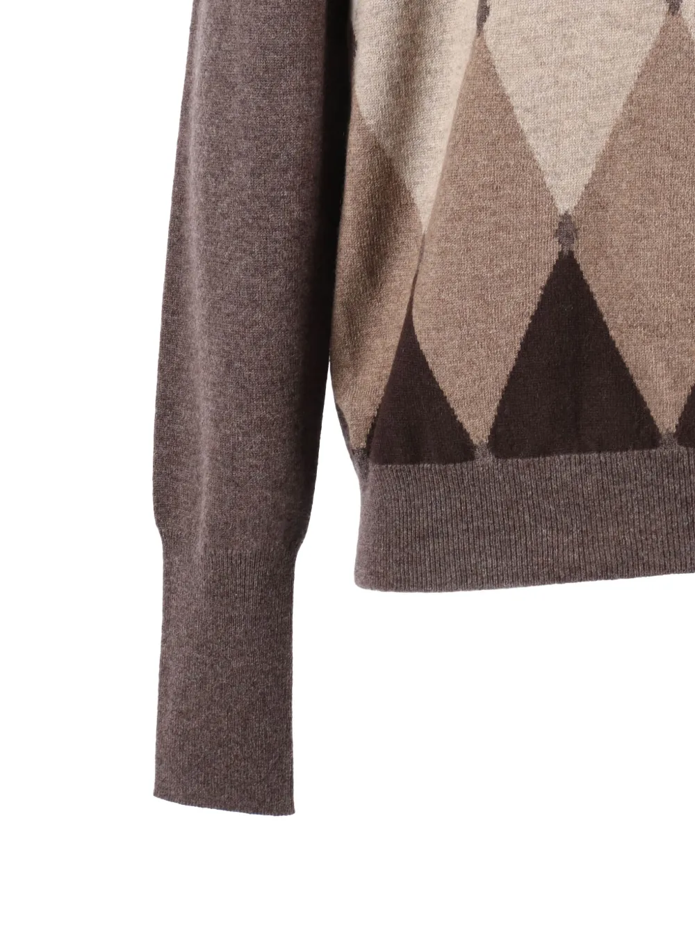 Ballantyne Lozenge Cashmere Crewneck Sweater In Brown