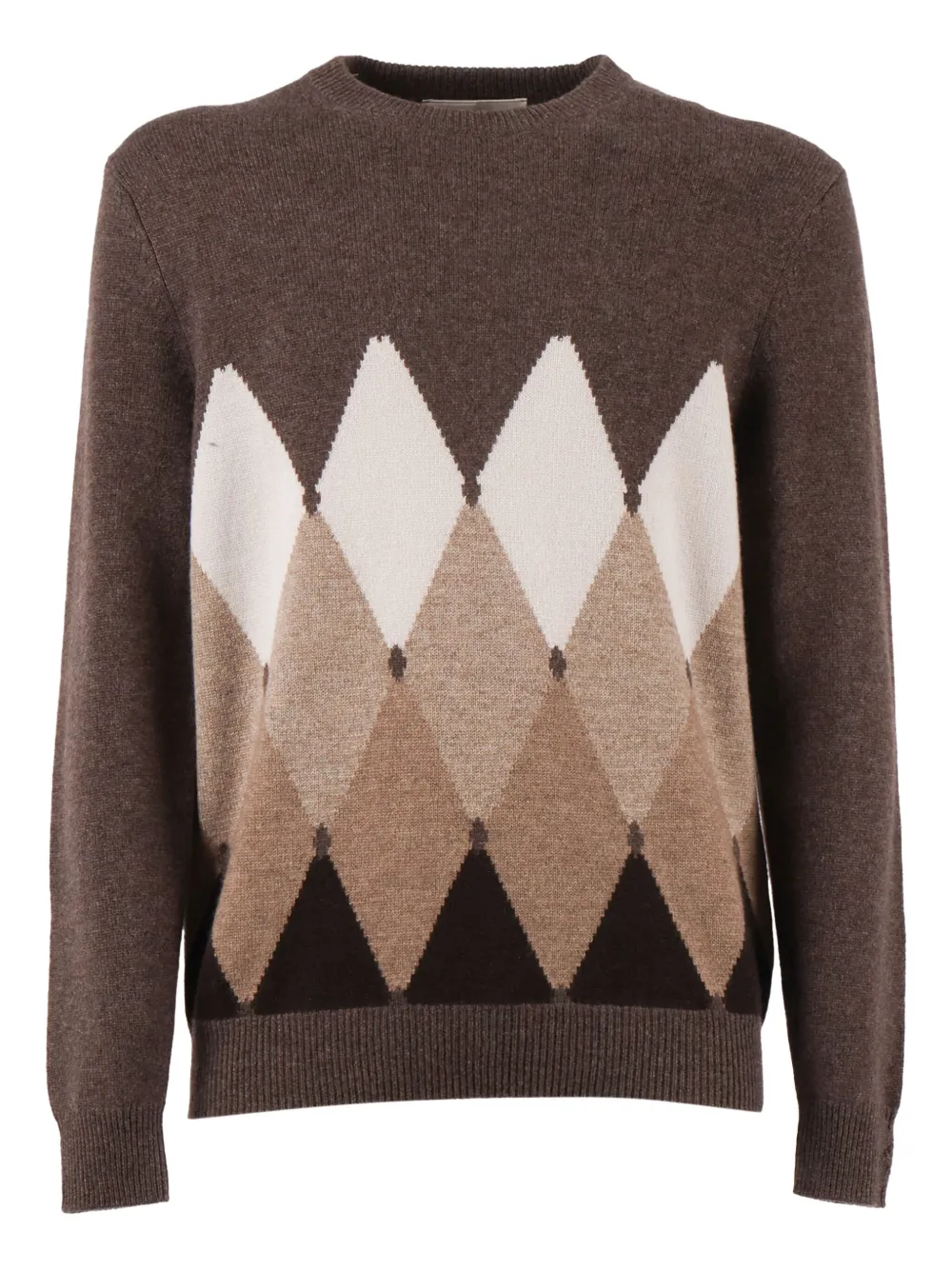Ballantyne diamond-patterned round-neck sweater | Brown | Image 1