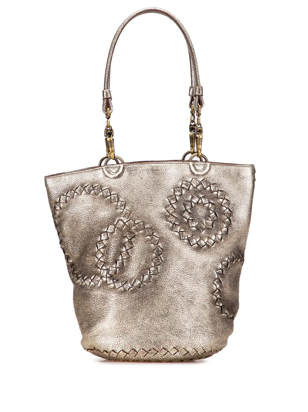Bottega Veneta Pre-Owned 2007 Small Metallic Intrecciato Trimmed Cervo Bottega Veneta Pre-Owned 2007 Small Metallic Intrecciato Trimmed Cervo