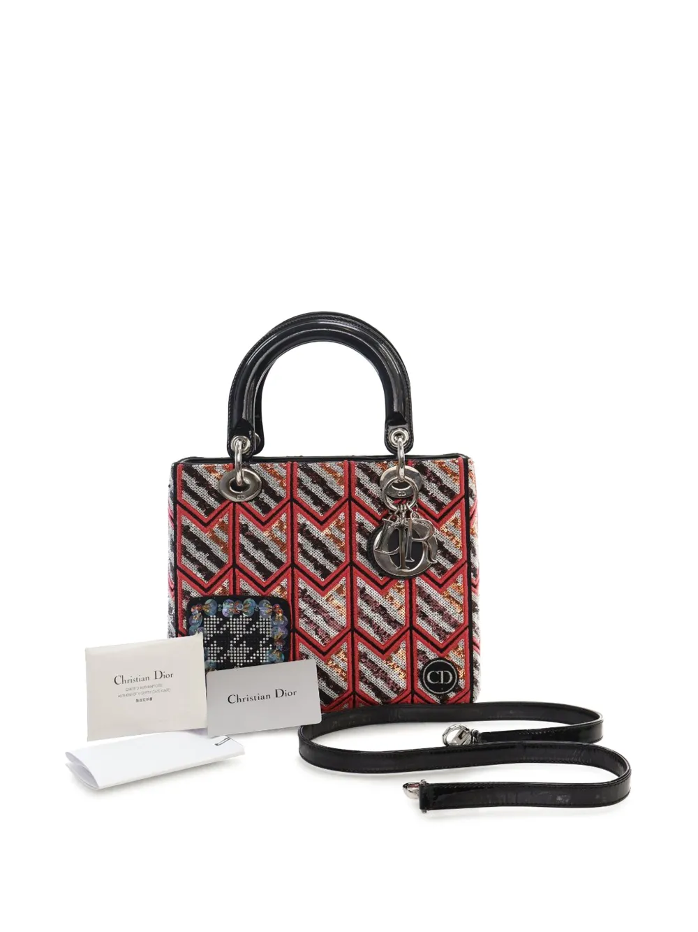 Christian Dior Pre-Owned 2015 Medium Patent Sequin Embroidered Lady Dior satchel | Pre-Owned | Image 2