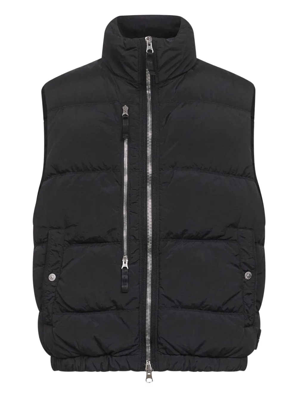 Stone Island Down Vest With Anti-drop And Dual Zip Pockets In Black