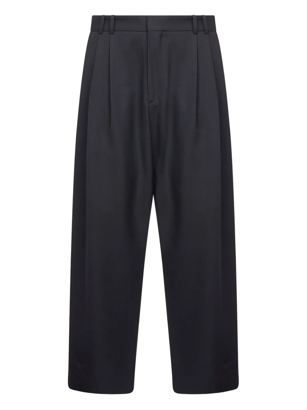 Studio Nicholson Grey Technical Wool Line Double-pleat Trousers In Black