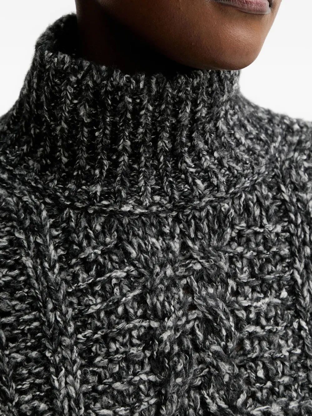 Marc O'polo Cable-knit Roll-neck Sweater In Gray