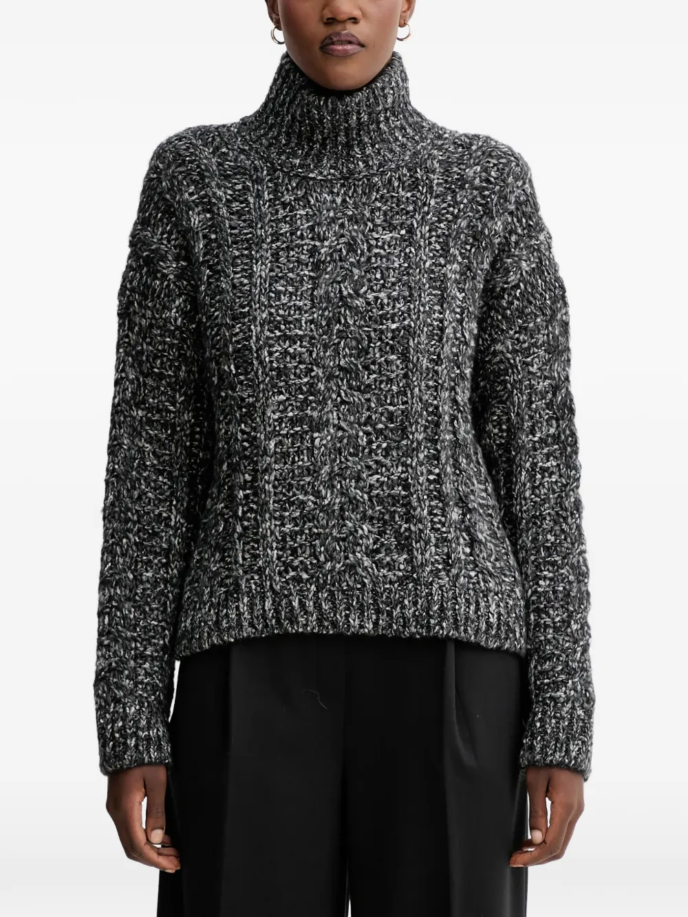 Marc O'polo Cable-knit Roll-neck Sweater In Gray