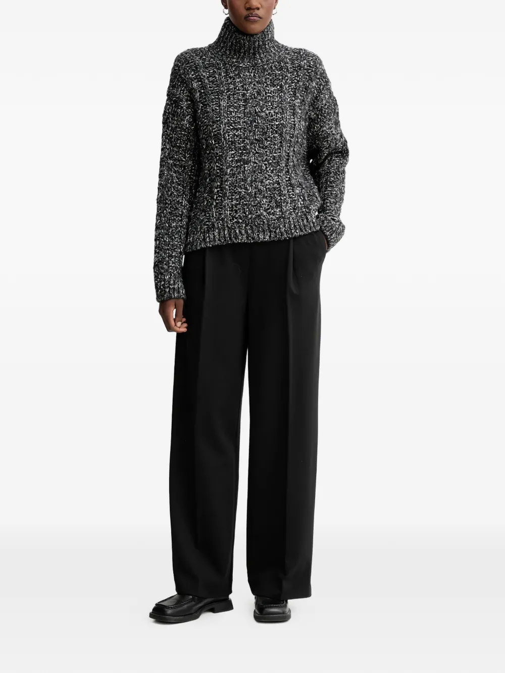 Marc O'polo Cable-knit Roll-neck Sweater In Gray