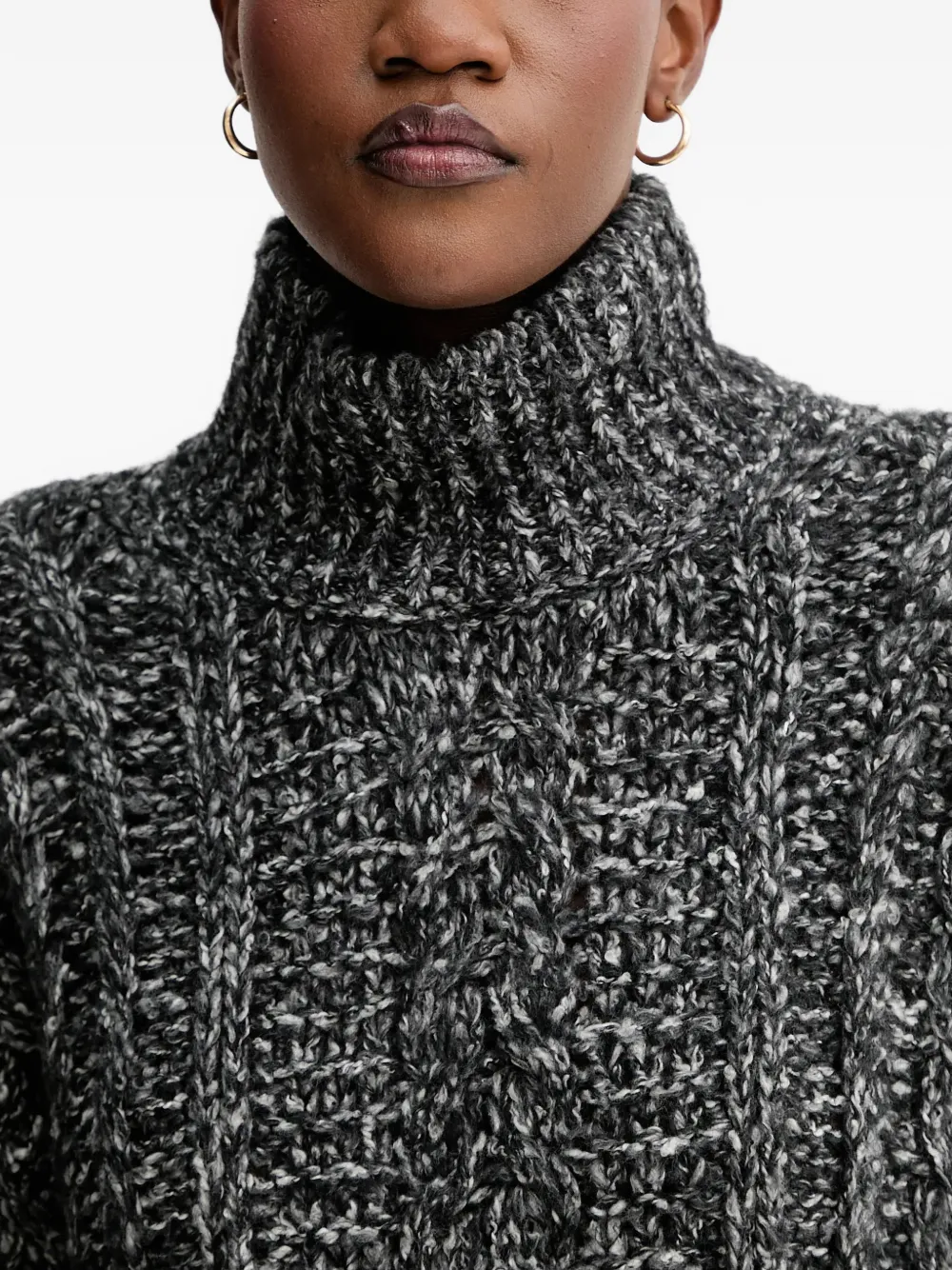 Marc O'polo Cable-knit Roll-neck Sweater In Gray