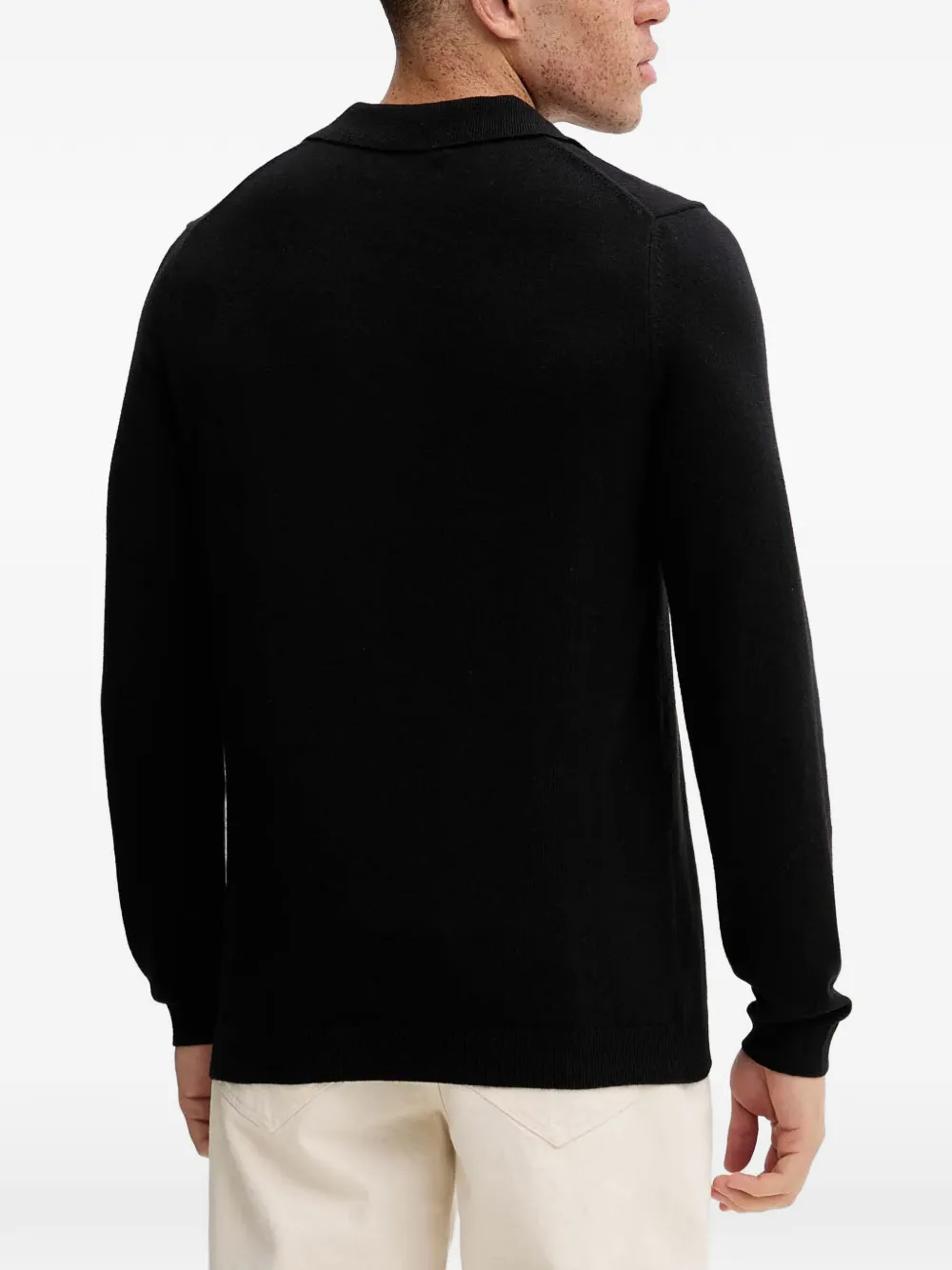 Marc O'Polo Trui met V-hals en logo Zwart