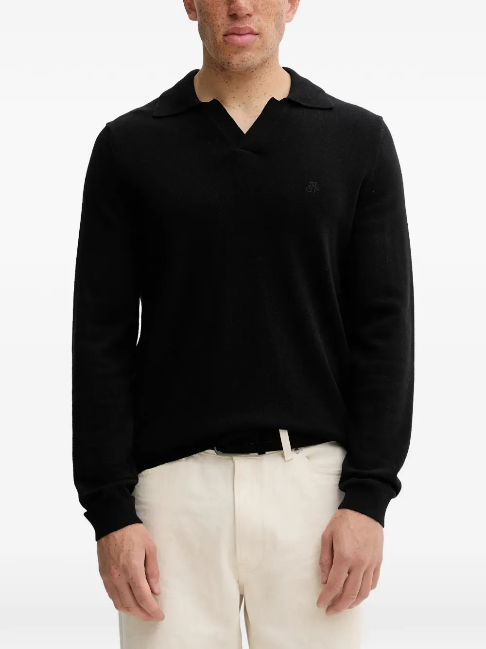 Marc O'Polo V-neck logo sweater | Black | Image 1