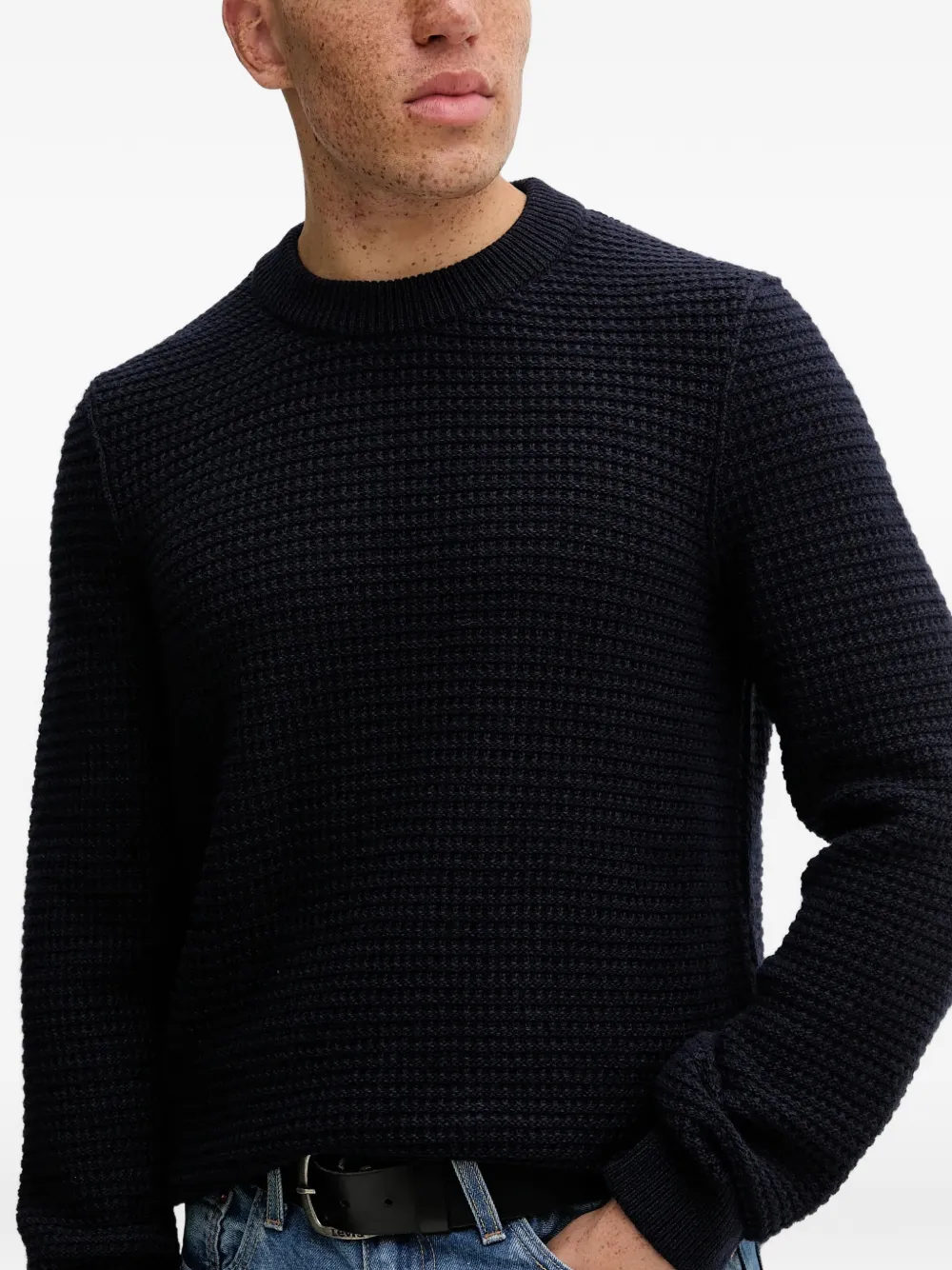 Marc O'Polo Sweater met wafelpatroon Blauw