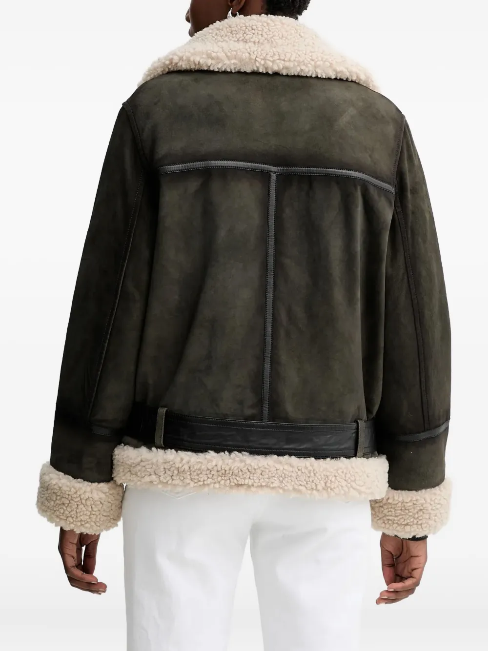 Marc O'Polo Bikerjack met imitatie lammy Groen