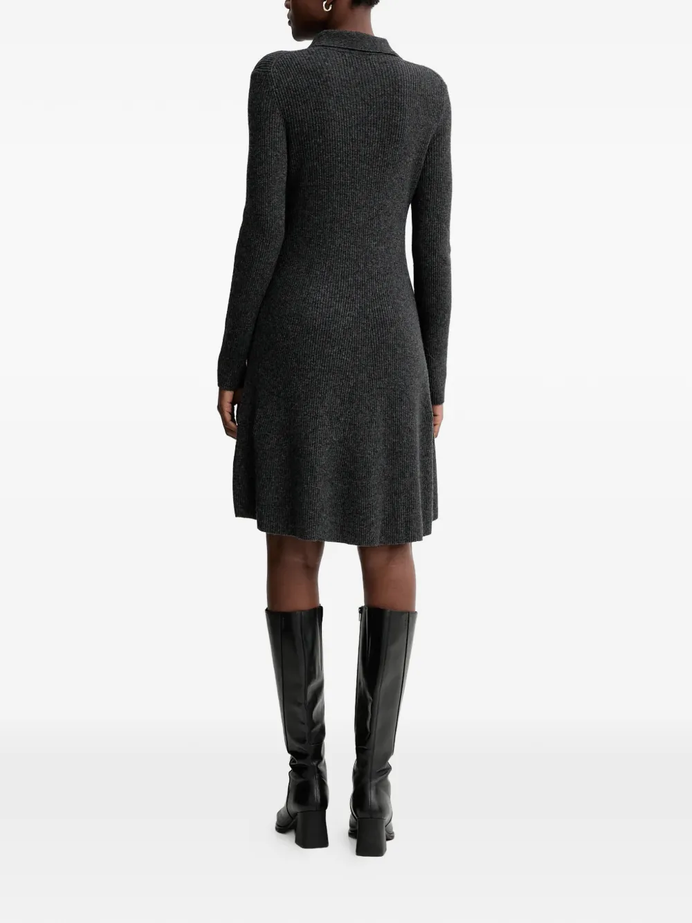 Marc O'polo Button Collared Midi Dress In Black