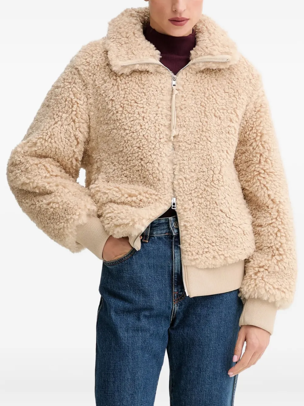 Marc O'Polo Bomberjack van imitatie lamswol Beige