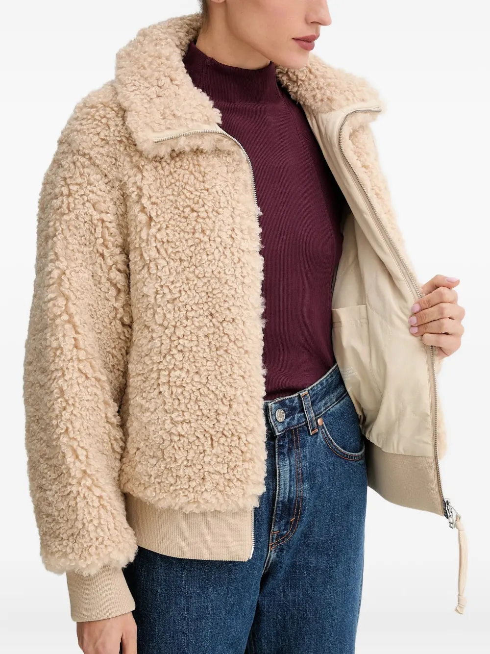 Marc O'Polo Bomberjack van imitatie lamswol Beige