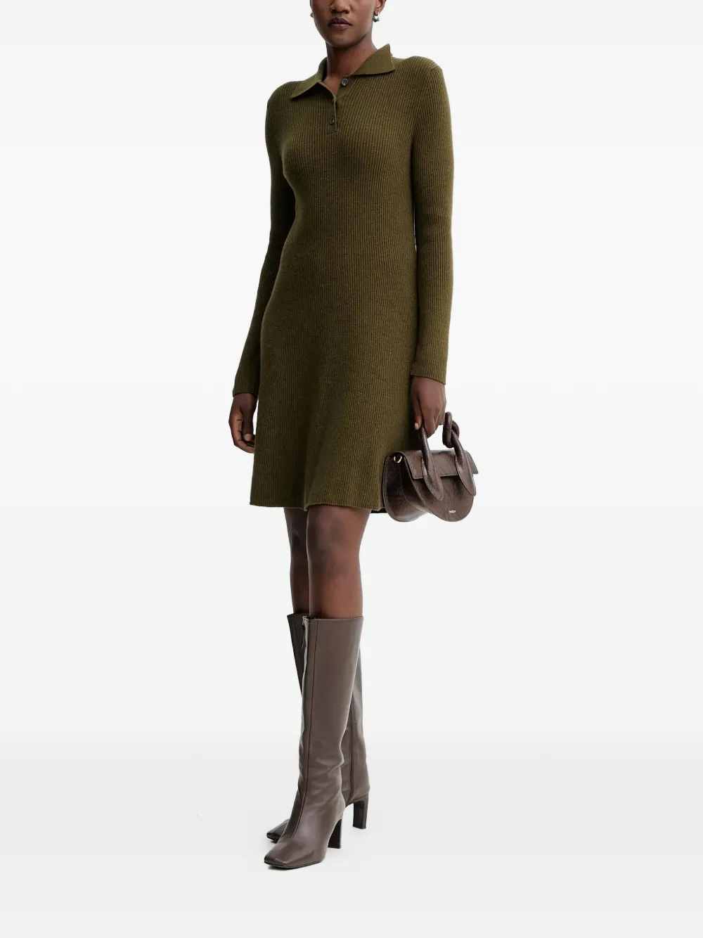 Marc O'Polo ribbed-knit mini dress - Groen