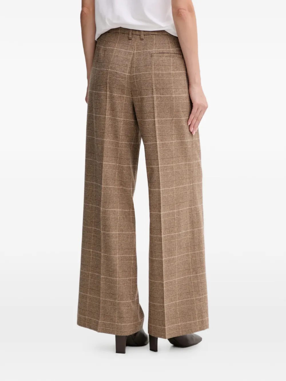 Marc O'polo Check Palazzo Pants In Brown