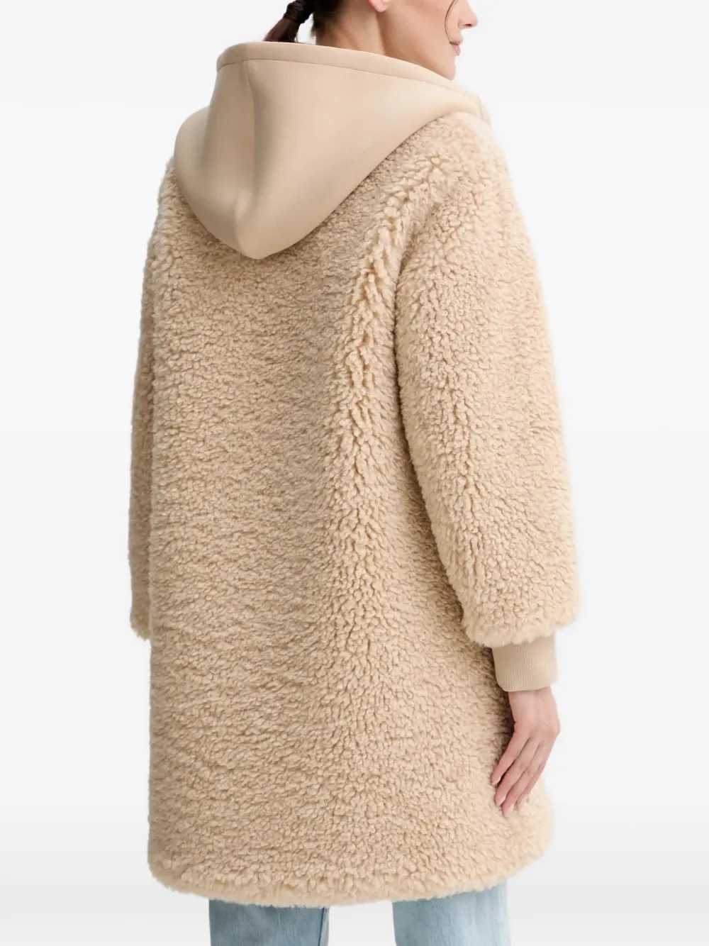Marc O'Polo Jas met capuchon en teddytextuur Beige