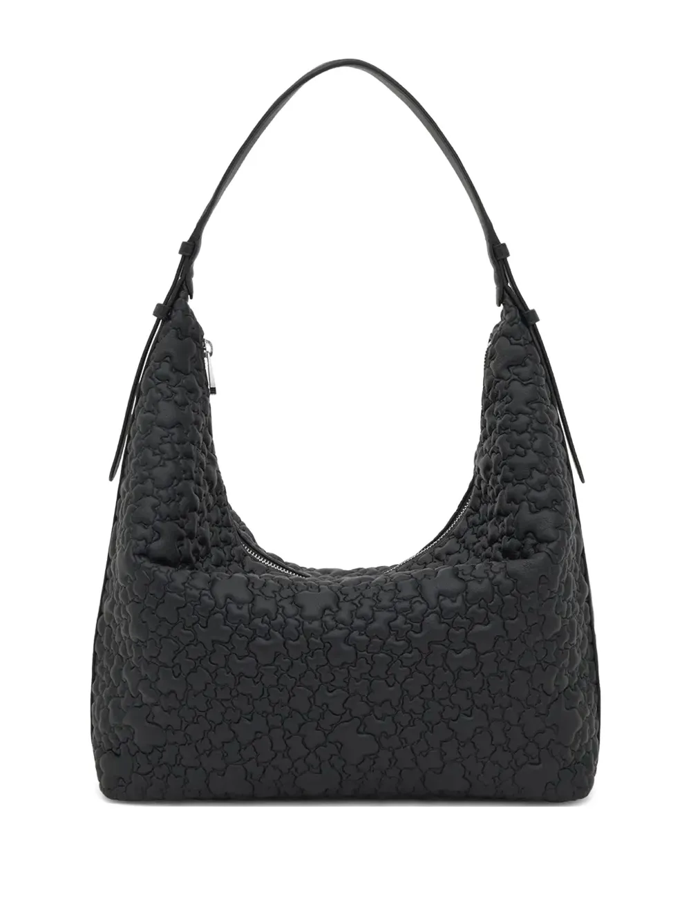 Tous Embossed Zipped Shoulder Bag In Black