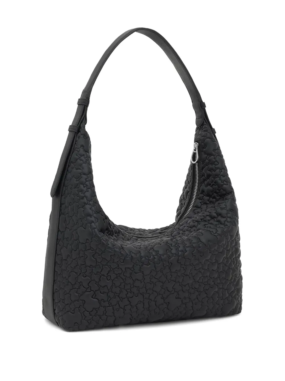 Tous Embossed Zipped Shoulder Bag In Black
