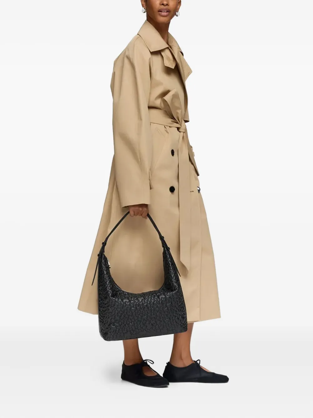Tous Embossed Zipped Shoulder Bag In Black